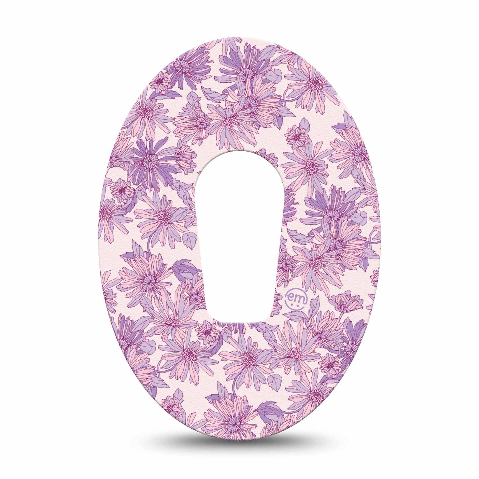 ExpressionMed Purple Daisy Dexcom G6 Tape, Single Tape Lilac Tranquility Blooms, Plaster Continuous Glucose Monitor Design