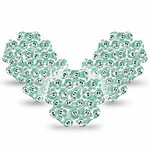 ExpressionMed Happy Cow Print Freestyle Libre 2 and Libre 2 Plus Flower Shape Tape, Abbott Lingo,  5-Pack Tape & 5-Pack Sticker Jovial Cattle Fixing Ring Tape CGM Design