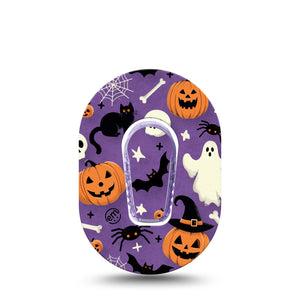 ExpressionMed Happy Halloween Dexcom G6 Mini Tape Single Tape and Single Sticker Cartoon Halloween Theme Adhesive Tape CGM Design