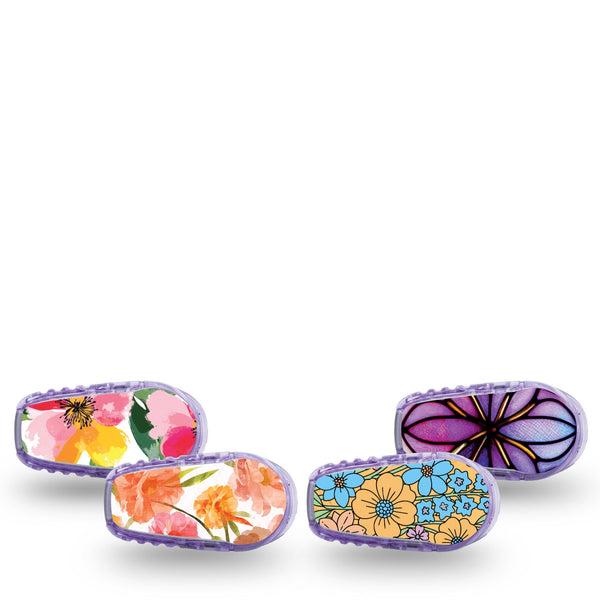 ExpressionMed Bold Bloom Dexcom G6 Sticker, 4-Pack Sticker Sunset tone florals Adhesive Tape for CGM