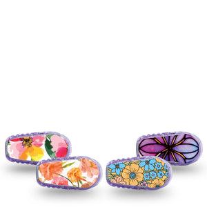ExpressionMed Bold Bloom Dexcom G6 Sticker, 4-Pack Sticker Sunset tone florals Adhesive Tape for CGM