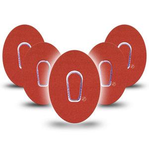 ExpressionMed Cherry Red Dexcom G6 Tape, 5-Pack Tape and 5-Pack Sticker Solid Red, Plaster Continuous Glucose Monitor Design