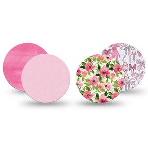 ExpressionMed Soft Pink Freestyle Libre 3 and Libre 3 Plus OverPatch, 4-Pack Tape Graceful pink patterns Plaster for CGM