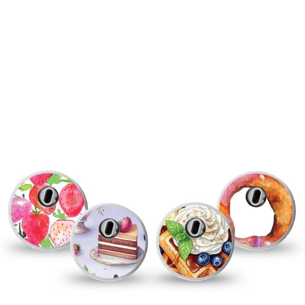 ExpressionMed Morning Delights Freestyle Libre 3 and Libre 3 Plus Sticker, 4-Pack Sticker Pretty pink desserts Vinyl Decoration for CGM