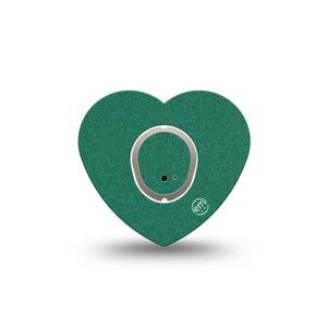 ExpressionMed Forest Green Dexcom G7 Heart Shape Tape, Dexcom Stelo Glucose Biosensor System, Single Tape and Single Sticker Deep Green Hue, Overlay Patch CGM Design