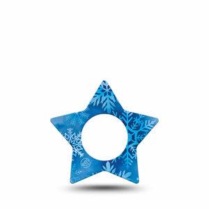 ExpressionMed Falling Snow Freestyle Libre 2 and Libre 2 Plus Star Shape Tape, Abbott Lingo, Single Tape Cold Snowfall, Adhesive Tape CGM Design