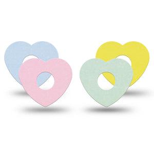ExpressionMed Solids Variety Pack Freestyle Libre 3 and Libre 3 Plus Heart Shape Tape, 4-Pack Tape Variety, Pastel Colors, Patch CGM Design