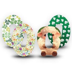 ExpressionMed St Pattys VP Dexcom G6, 4-Pack Tape Lucky shamrocks and lamb Decorative Adhesive Tape for CGM