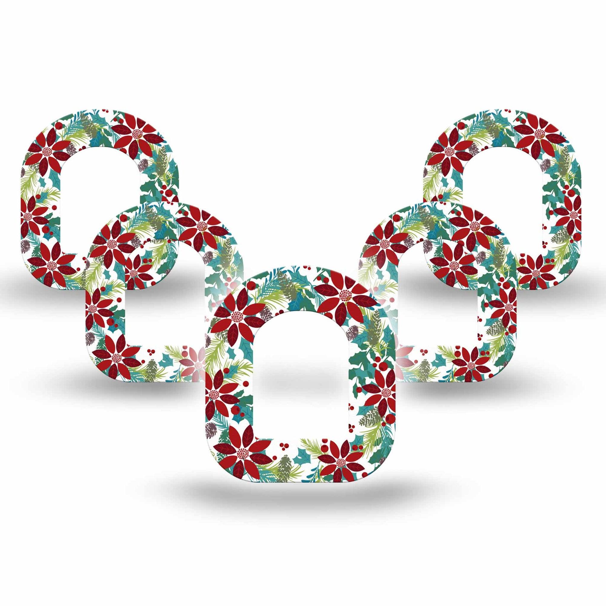 ExpressionMed Christmas Wreath Omnipod Mini Tape 5-Pack Tape Happy Holidays Themed Wreath, Adhesive Tape Pump Design