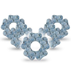 ExpressionMed Seashells Infusion Set Flower Shape Tape, 10-Pack Tape Blue Marine Shells, Plaster Continuous Glucose Monitor Design