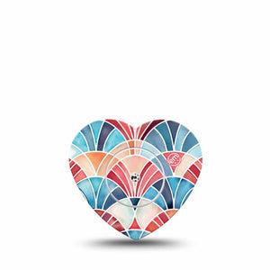 ExpressionMed Watercolor Fan Freestyle Libre, Libre 2 Plus, and Abbott Lingo Heart, Single Tape and Single Sticker Layered arch fan design Decorative Adhesive Tape for CGM