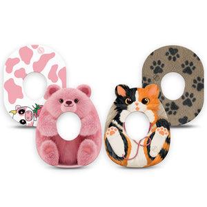 ExpressionMed Cozy Critters Dexcom G7 and Dexcom Stelo Glucose Biosensor System, 4-Pack Tape Adorable animals Fixing Ring Tape for Continuous Glucose Monitor