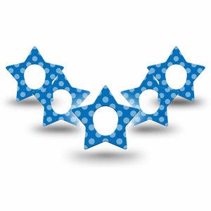 ExpressionMed Blue Polka Dots Dexcom G7 Star Shape Tape, Dexcom Stelo Glucose Biosensor System, 5-Pack Tape Polka Dots and Classic, Overlay Patch CGM Design