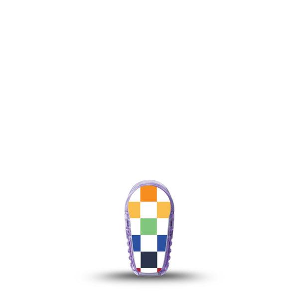 ExpressionMed Rainbow Checkerboard Dexcom G6 Sticker Single Sticker Only Rainbow Checked, Vinyl Decoration Continuous Glucose Monitor Design