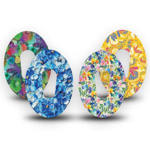 ExpressionMed Summer Splash Variety Pack Dexcom G6 Tape, 4-Pack Tape Variety Painted Inspired Garden, Plaster Continuous Glucose Monitor Design