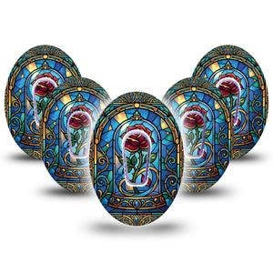 ExpressionMed Enchanted Rose Dexcom G6, 5-Pack Tape and 5-Pack Sticker enchanted rose pattern Decorative Decal for CGM