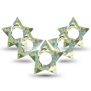 ExpressionMed Cactus Infusion Set Star Shape Tape 10-Pack Tape Desert Cacti Blooms, Fixing Ring Patch Continuous Glucose Monitor Design