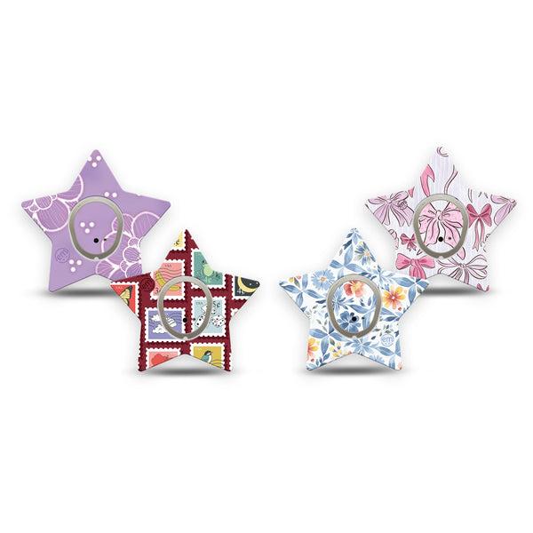 ExpressionMed Darling Details Dexcom G7 and Dexcom Stelo Glucose Biosensor System Star, 4-Pack Tape and 4-Pack Sticker, Girly icons Plaster for CGM