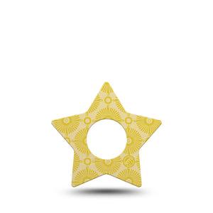 ExpressionMed Yellow Sundress Infusion Set Star Shape Tape, 5-Pack Tape Golden Sunbursts Pattern, Fixing Ring Patch Continuous Glucose Monitor Design