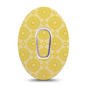 ExpressionMed Yellow Sundress Dexcom G6 Tape, Single Tape and Single Sticker Beaming Gold Shapes, Plaster Continuous Glucose Monitor Design