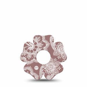 ExpressionMed Henna Freestyle Libre 3 and Libre 3 Plus Flower Shape Tape Single Tape Intricate Henna Overlay Tape CGM Design