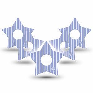 ExpressionMed Blue Stripes Freestyle Libre 3 and Libre 3 Plus Star, 5-Pack White and blue pin stripes Decorative Patch for Continuous Glucose Monitor