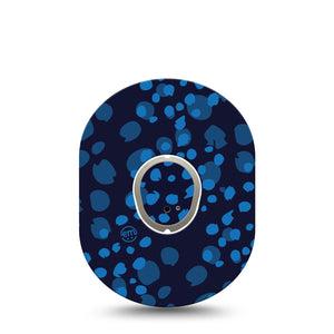 ExpressionMed Blue Drops Dexcom G7 Tape, Dexcom Stelo Glucose Biosensor System, Single Tape and Single Sticker Blue Toned Bead Inspired, Overlay Tape CGM Design