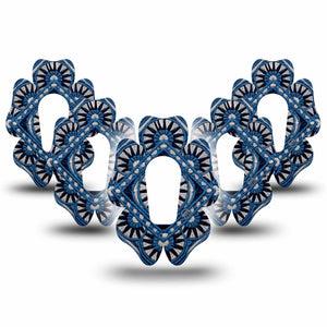 ExpressionMed Indigo Loomwork Dexcom G6 Flower, 5-Pack Masculine abstract print Plaster for Continuous Glucose Monitor