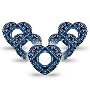 ExpressionMed Indigo Loomwork Infusion Heart, 10-Pack Navy tan color block Adhesive Tape For Pump