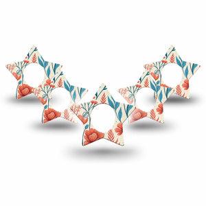 ExpressionMed Desert Wildflower Dexcom G7 and Dexcom Stelo Glucose Biosensor System Star, 5-Pack Graphic floral illustration Decorative Adhesive Tape for Continuous Glucose Monitor