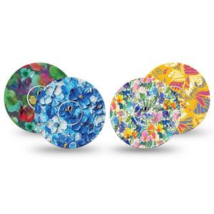 ExpressionMed Summer Splash Variety Pack Freestyle Libre 3 and Libre 3 Plus Sticker and Tape  Brush Stroked Flowers, Vinyl Sticker and Tape Pairing CGM Design