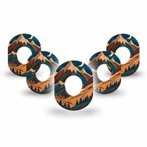 ExpressionMed Wood Mountains Dexcom G7 and Dexcom Stelo Glucose Biosensor System Mini, 5-Pack natural wood texture Accessories for Continuous Glucose Monitor