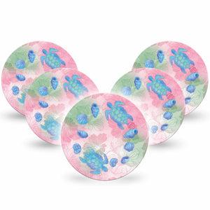 ExpressionMed Turtley One-derful Freestyle Libre, Libre 2 Plus, and Abbott Lingo OverPatch, 5-Pack Pastel pink blue turtles Best Covers for CGM