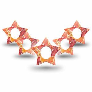 ExpressionMed Oranges Dexcom G7 and Dexcom Stelo Glucose Biosensor System Star, 5-Pack Layered citrus slices Decorative Adhesive Tape for Continuous Glucose Monitor