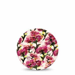 ExpressionMed Maroon Flowers Dexcom G7 Overpatch, Dexcom Stelo Glucose Biosensor System, Single Tape Delicate Burgundy Petals, Overlay Tape CGM Design
