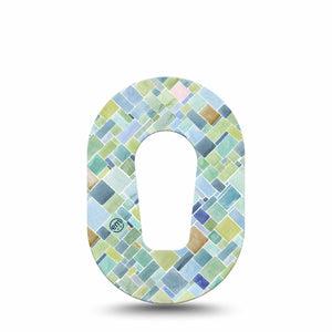 ExpressionMed Watercolor Geometrics Dexcom G6 Mini Tape Single Blue Green Glass-Like Design Adhesive Tape CGM Design