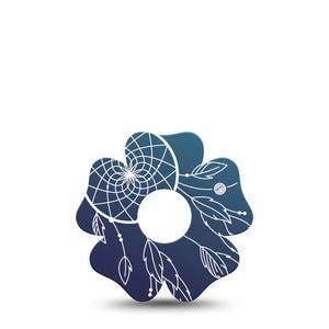 ExpressionMed Blue Dreamcatcher Freestyle Libre 3 and Libre 3 Plus Flower Shape Tape Single Tape Peaceful Web Overlay Tape CGM Design