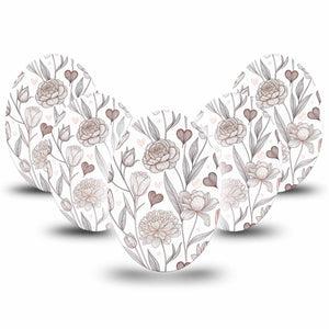 ExpressionMed Minimalist Botanical Medtronic Guardian Enlite Universal Oval, 5-Pack Modern floral minimal Fixing Ring Tape for Continuous Glucose Monitor