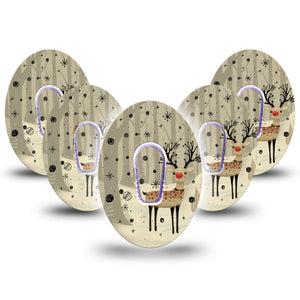 ExpressionMed Woodland Reindeer Dexcom G6 Tape, 5-Pack Tape and 5-Pack Sticker Beige Reindeer, Plaster Continuous Glucose Monitor Design