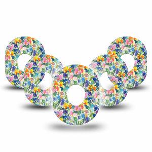 ExpressionMed Summer Fling Dexcom G7 Tape, Dexcom Stelo Glucose Biosensor System, 5-Pack Tape Brushstroke Garden, Overlay Tape CGM Design