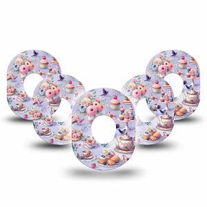 ExpressionMed Floral Tea Party Dexcom G7 Tape, Dexcom Stelo Glucose Biosensor System, 5-Pack Tape Tea Party Table Inspired, Overlay Tape CGM Design