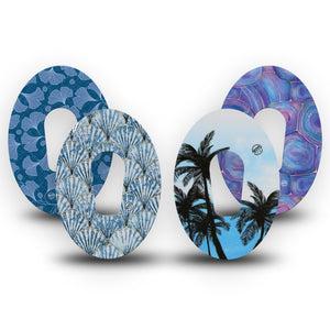 ExpressionMed Seaside Breeze Variety Pack Dexcom G6 Tape, 4-Pack Tape Variety Beachy Patterns and Palm Trees, Plaster Continuous Glucose Monitor Design