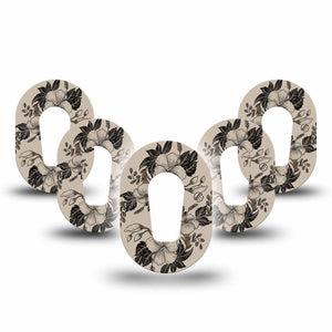ExpressionMed Low Tide Dexcom G6 Mini, 5-Pack Earth tone floral pattern Waterproof Plaster for Continuous Glucose Monitor