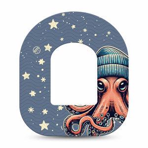 ExpressionMed Hipster Octopus Omnipod Tape Single Tape Whimsy Octopus Adhesive Patch Pump Design