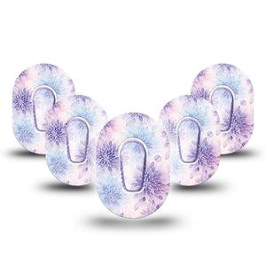 ExpressionMed Wisteria Fade Dexcom G6 Mini, 5-Pack Tape and 5-Pack Sticker Geometric blooms Waterproof Sensor Cover for Continuous Glucose Monitor