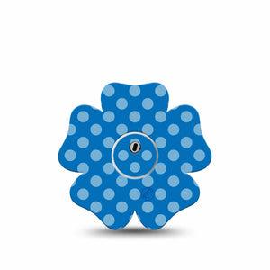 ExpressionMed Blue Polka Dots Freestyle Libre 3 and Libre 3 Plus Flower Shape Tape, Single Tape and Single Sticker Polka Dots, Overlay Tape CGM Design