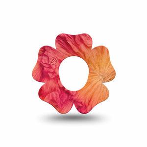 ExpressionMed Ruffles Dexcom G7 and Dexcom Stelo Glucose Biosensor System Flower, Single Tape Orange red ombre Adhesive Tape for CGM