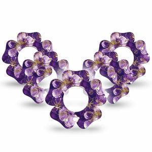 ExpressionMed Plum Gold Freestyle Libre, Libre 2 Plus, and Abbott Lingo Flower, 5-Pack Purple gold hibiscus Sensor Cover for Continuous Glucose Monitor