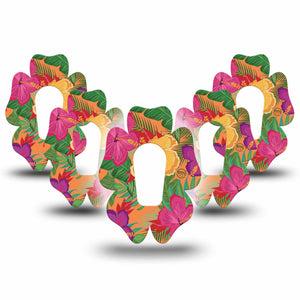 ExpressionMed Bright Hibiscus Dexcom G6 Flower Shape Tape 5-Pack Tape Soft Blossom Adhesive Patch Continuous Glucose Monitor Design