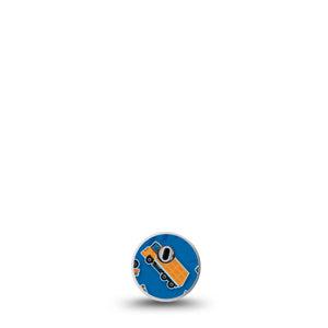 ExpressionMed Construction Trucks Freestyle Libre 3 Sticker, Single Sticker Only Orange Construction Trucks, Decorative Decal CGM Design